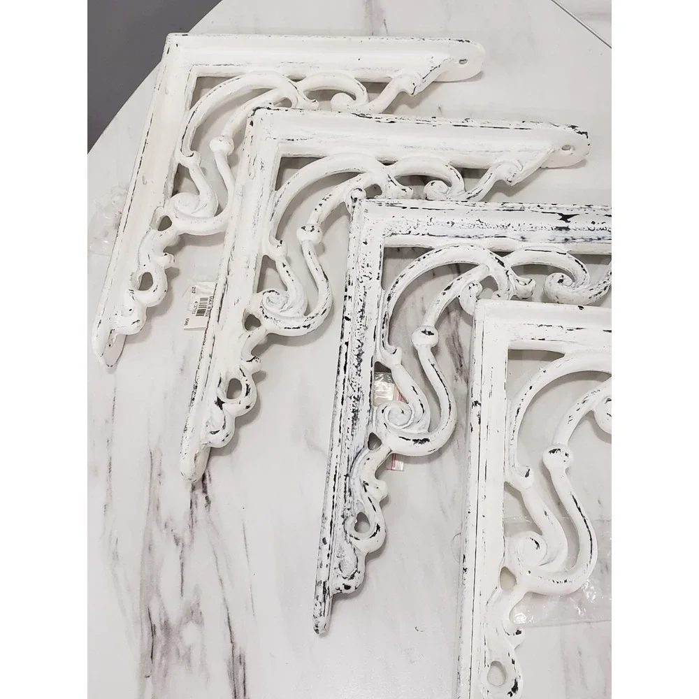 4 Pottery Barn Open Scroll Wall Bracket White 8x9 LOT cottagecore victorian SET